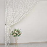 8ftx8ft Ivory Satin Rosette Event Curtain Drapes, Backdrop Event Panel