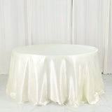 Satin 132" Round Tablecloth Ivory - Stylish Seamless Table Cover