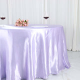 120inch Lavender Lilac Seamless Satin Round Tablecloth