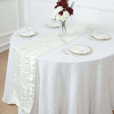 12x108inch Ivory 3D Leaf Petal Taffeta Fabric Table Runner