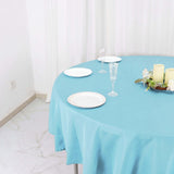 90" Light Blue Polyester Round Tablecloth