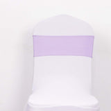 5 Pack | Lavender Lilac Spandex Stretch Chair Sashes with Silver Diamond Ring Slide Buckle