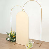 5ft Matte Beige Spandex Fitted Chiara Backdrop Stand Cover For Round Top Wedding Arch