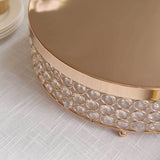 16inch Gold Crystal Beaded Metal Cake Stand Pedestal, Cupcake Display, Dessert Riser