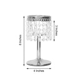 8inch Silver Crystal Beaded Chandelier Votive Pillar Candle Holder, Metal Tealight Candle Stand