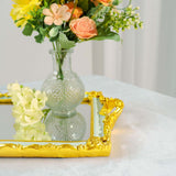 Metallic Gold/Mint Green Resin Decorative Vanity Serving Tray, Rectangle Mirrored Tray