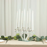 12inch Crystal Glass Candelabra With Crystal Filler 7-Branch Taper Candle Stick Holder Stand