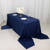 90x156inch Navy Blue Premium Scuba Wrinkle Free Rectangular Tablecloth, Seamless Scuba Polyester