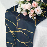 9ft Navy Blue With Gold Foil Geometric Pattern Table Runner