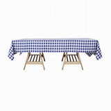 60"x102" White Navy Blue Buffalo Plaid Rectangle Tablecloth, Checkered Polyester Linen Tablecloth