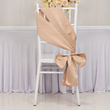 5 Pack Nude Lamour Satin Chair Sashes, Chair Bows - 6x106inch