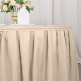 21ft Nude Pleated Polyester Table Skirt, Banquet Folding Table Skirt