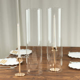 2 Pack Clear Candelabra Candle Holder Glass Shades With Open Ends, Pillar Hurricane Candle Shades