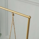 3ft Tall Gold Metal Hanging Cake Stand Swing with Jute Rope, Dessert Display Centerpiece