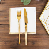 50 Pack | 2 Ply Soft White With Gold Foil Edge Dinner Paper Napkins