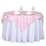 54"x54" White Rose Quartz Buffalo Plaid Square Tablecloth, Checkered Gingham Polyester Tablecloth