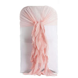 1 Set Rose Gold / Blush Chiffon Hoods With Ruffles Willow Chiffon Chair Sashes