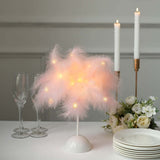 15inch LED Blush Rose Gold Feather Table Lamp Wedding Centerpiece