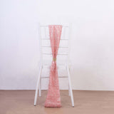 5 Pack Rose Gold Metallic Fringe Shag Tinsel Chair Sashes, Shimmery Polyester Chair Sashes