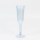 24-Pack Plastic Champagne Flutes Transparent Dusty Blue Flared Design - Lightweight