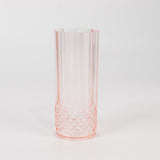 6 Pack 14oz Transparent Blush Crystal Cut Reusable Plastic Cocktail Tumbler Cups, Shatterproof Tall