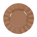 10 Pack 9inch Heavy Duty Disposable Dinner Plates with Gold Ruffled Rim, Coffee Brown Hard#whtbkgd