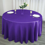 120 inch Purple Satin Round Tablecloth