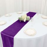 12inch x 108inch Purple Premium Sheen Finish Velvet Table Runner, Reusable Runner