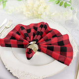 5 Pack | Black/Red Buffalo Plaid Cloth Dinner Napkins, Gingham Style | 15x15Inch