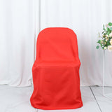 Red Polyester Folding Chair Cover, Reusable Stain Resistant Slip On Chair Cover