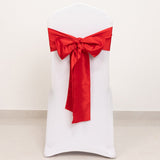 5 Pack Red Lamour Satin Chair Sashes, Chair Bows - 6x106inch