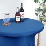 Royal Blue Round Heavy Duty Spandex Cocktail Table Cover With Natural Wavy Drapes