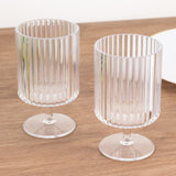 12-Pack Plastic Goblets Clear Vintage Ribbed Pattern Short Stem
