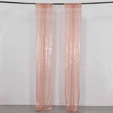 2 Pack Rose Gold Sequin Event Curtain Drapes with Rod Pockets, Seamless Backdrop Event