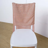 Blush / Rose Gold Metallic Shimmer Tinsel Spandex Stretch Chair Slipcover