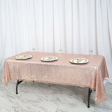 60"x102" Rose Gold Premium Sequin Rectangle Tablecloth