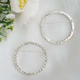 2inch Silver Diamond Circle Metal Chair Sash Bow Pin, Rhinestone Chair Wrap Band Buckle Brooch