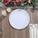 10 Pack | 10inch Glossy White Round Disposable Dinner Plates With Gold Rim