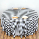 Buffalo Plaid Tablecloth | 120 inch Round | White/Black | Checkered Gingham Polyester Tablecloth