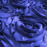 72x72inch Royal Blue 3D Rosette Satin Table Overlay, Square Tablecloth Topper