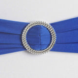 5 pack | 5"x14" Royal Blue Spandex Stretch Chair Sash with Silver Diamond Ring Slide Buckle