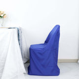 Royal Blue Polyester Folding Chair Cover, Reusable Stain Resistant Slip On Chair Cover