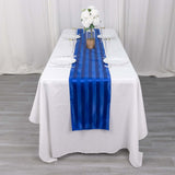 12x108inch Royal Blue Satin Stripe Table Runner, Elegant Tablecloth Runner