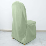 Sage Green Polyester Banquet Chair Cover, Reusable Stain Resistant Slip On Chair Cover