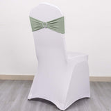 5 Pack | Sage Green Spandex Stretch Chair Sashes with Silver Diamond Ring Slide Buckle