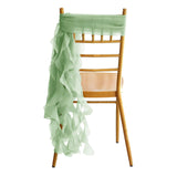 Green Chiffon Curly Chair Sash | TableclothsFactory