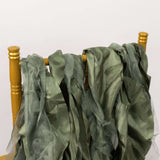 5 Pack Eucalyptus Sage Green Curly Willow Chiffon Satin Chair Sashes