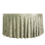 120inch Sage Green Seamless Premium Crushed Velvet Round Tablecloth