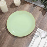 10 Pack | 8inch Glossy Sage Green Round Plastic Salad Plates With Gold Rim