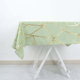 54"x54" Sage Green Polyester Square Tablecloth With Gold Foil Geometric Pattern